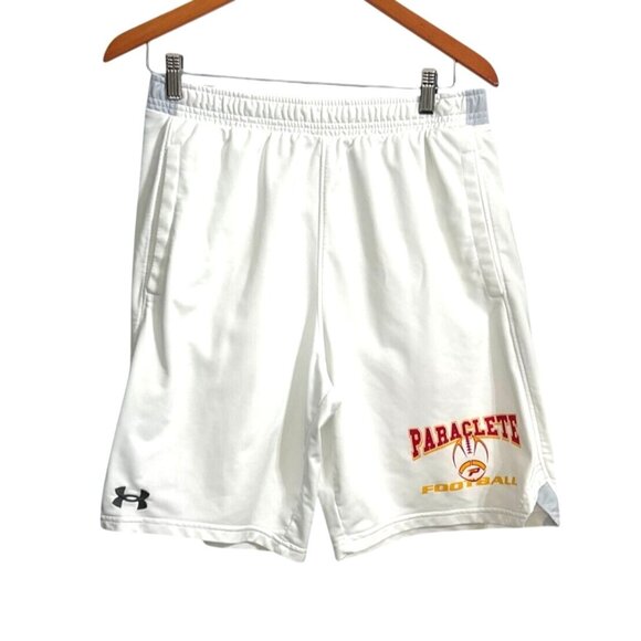 Under Armour Paraclete Football Shorts Mens Large White Polyester Athletic Wear - Picture 1 of 6